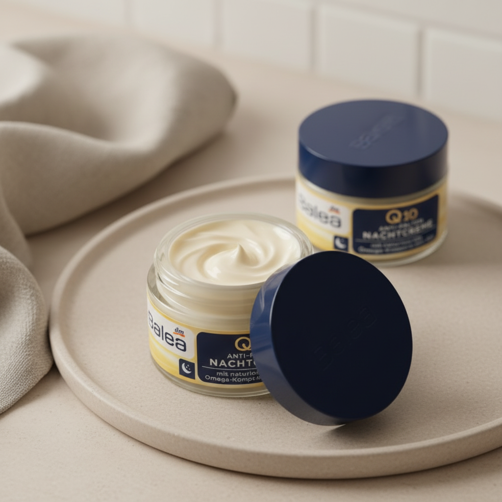 Balea Q10 Anti-Falten Nachtcreme Set, zwei 50-ml-Einheiten Gesichtspflege als Doppelpack