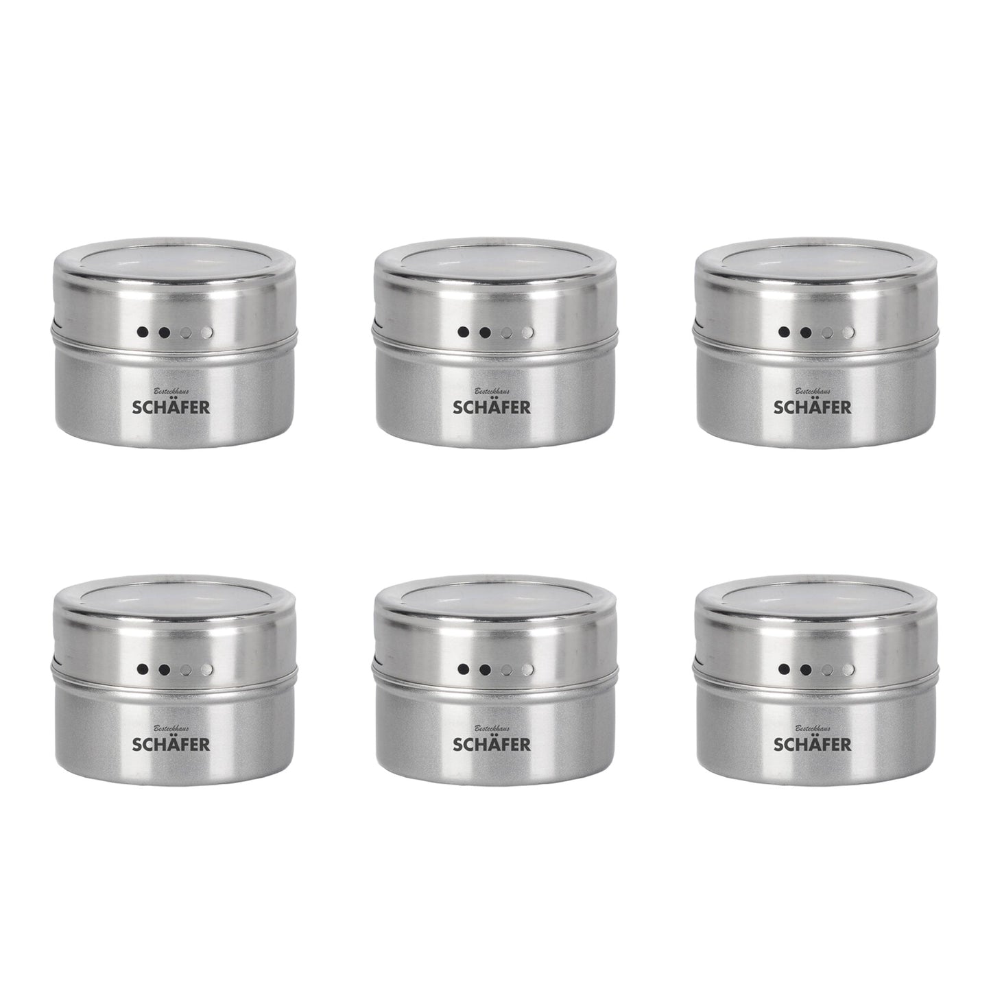 Schäfer Gewürzdosen-Set 7-tlg. – Metallic Schwarz/Silber/Rot | HELDENA