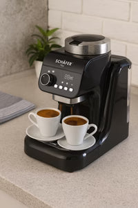 Türkische Kaffeemaschine Schwarz Silber mit digitaler Steuerung und 1 Liter Wassertank