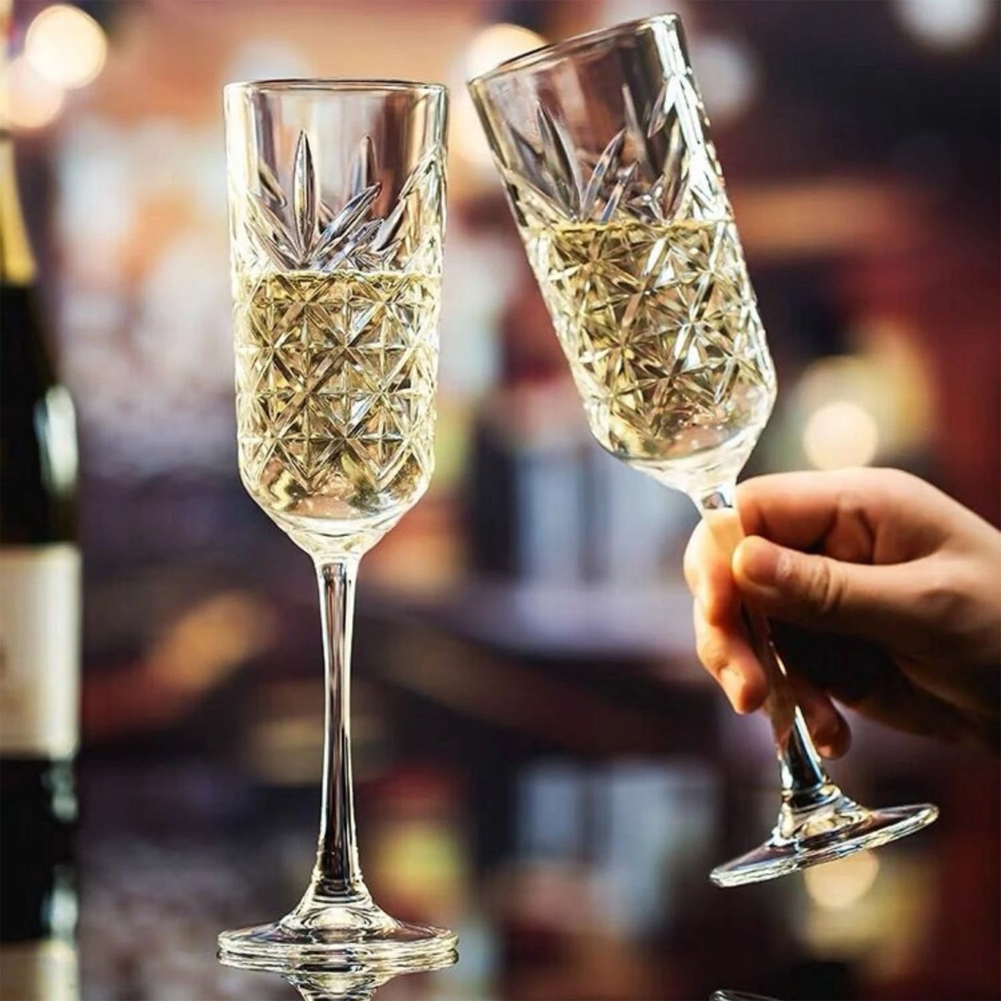 Champagnergläser 4er Set mit eleganter Vintage Optik für Dinner und besondere Anlässe