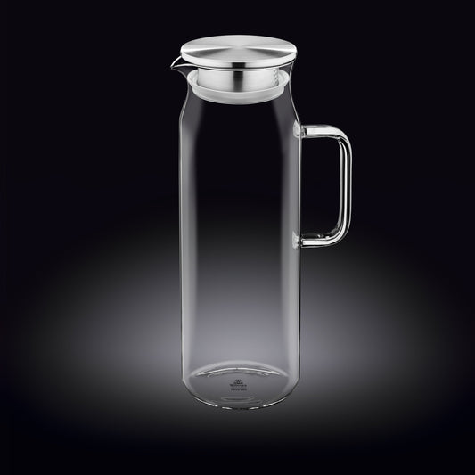 Wilmax Krug 1500 ml mit Edelstahldeckel und Filter Transparent Thermoglas