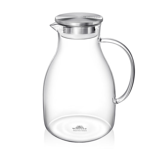 Wilmax Krug 2500 ml mit Edelstahldeckel und Filter Transparent Thermoglas