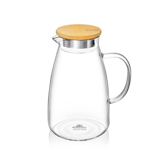 Wilmax Krug 1900 ml mit Bambusdeckel Transparent Thermoglas