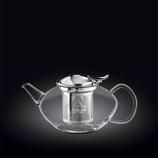 Wilmax Teekanne 650 ml mit Edelstahlfilter Transparent Thermoglas