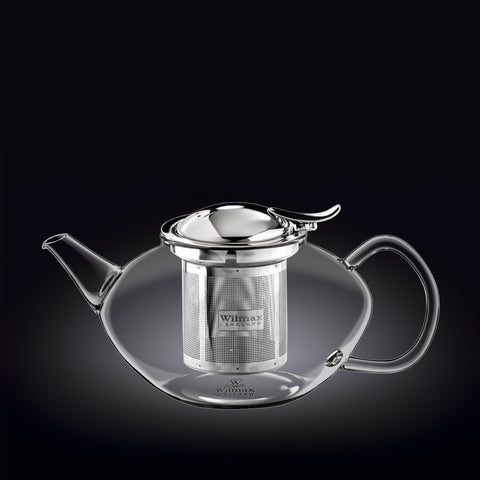 Wilmax Teekanne 1050 ml mit Edelstahlfilter Transparent Thermoglas