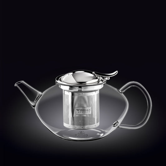 Wilmax Teekanne 1050 ml mit Edelstahlfilter Transparent Thermoglas
