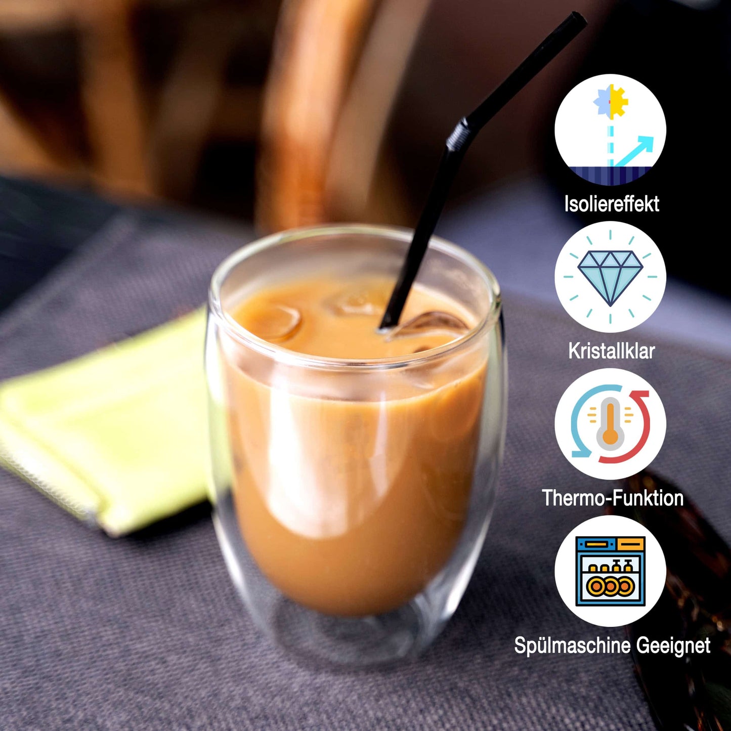 Nordic Schiller Doppelwandglas 350 ml isoliert für Latte Cappuccino und Tee