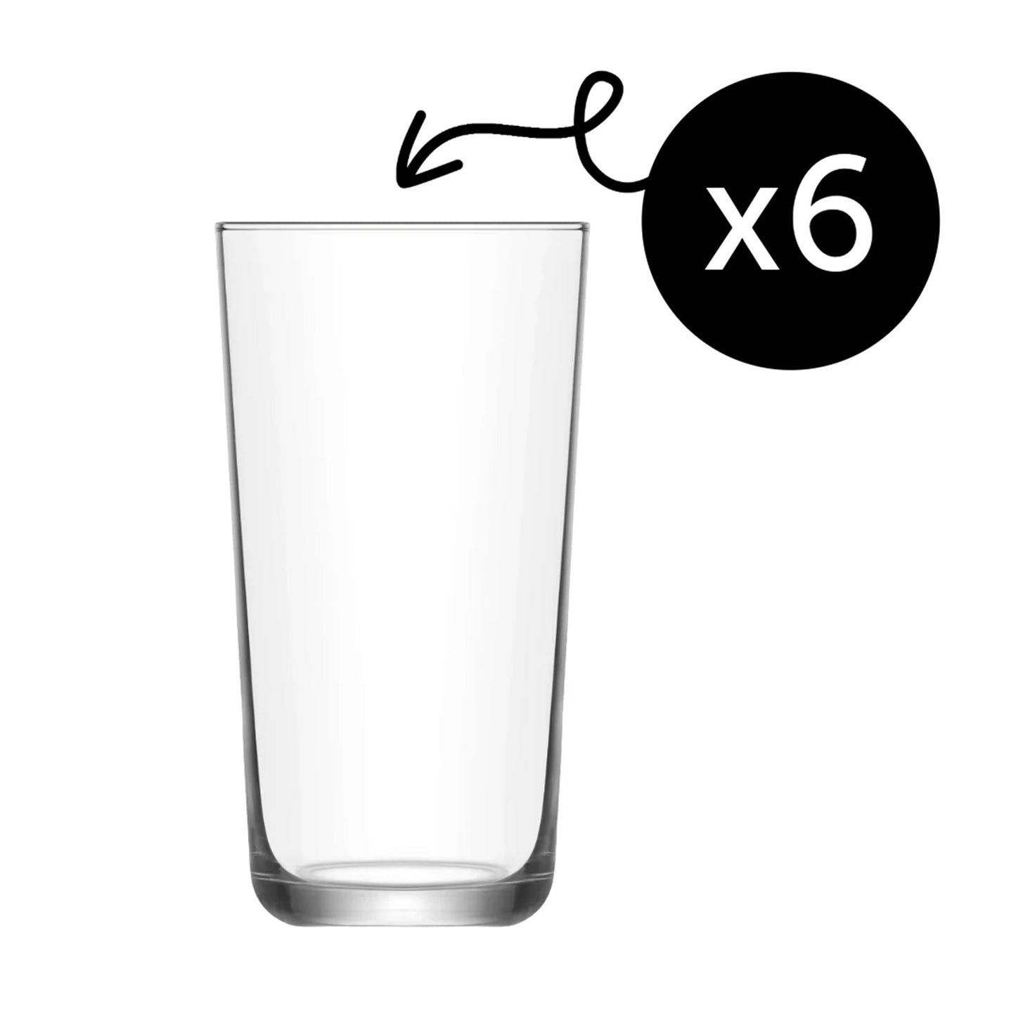 Sechs LAV Assos Longdrinkgläser 490 ml transparent für Gäste Home Bar und Alltag