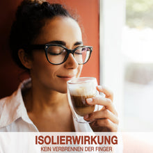 Cappuccino im Nordic Schiller Doppelwandglas 250 ml mit sichtbarem Schwebeeffekt